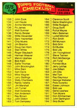 1975 Topps #251 Checklist: 133-264 Front
