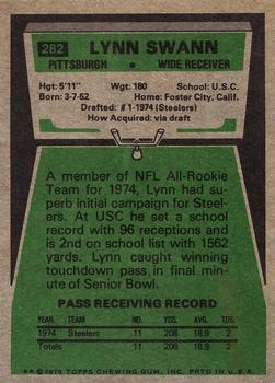 1975 Topps #282 Lynn Swann Back