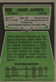 1975 Topps #326 John James Back