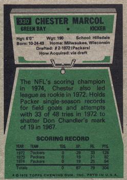 1975 Topps #330 Chester Marcol Back
