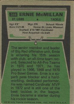1975 Topps #344 Ernie McMillan Back