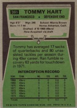1975 Topps #391 Tommy Hart Back