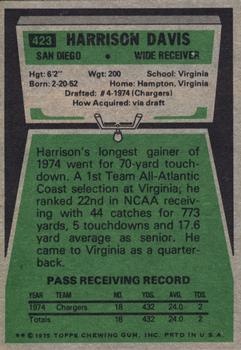 1975 Topps #423 Harrison Davis Back