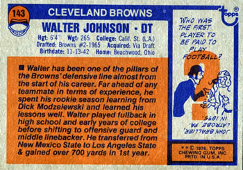 1976 Topps #143 Walter Johnson Back