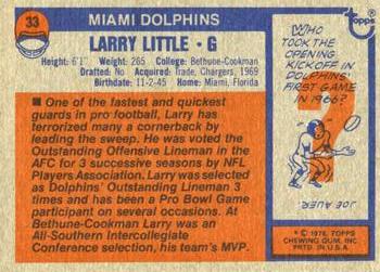 1976 Topps #33 Larry Little Back