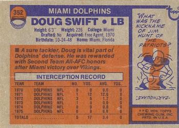 1976 Topps #352 Doug Swift Back