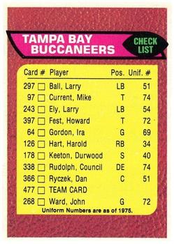 1976 Topps #477 Tampa Bay Buccaneers Front