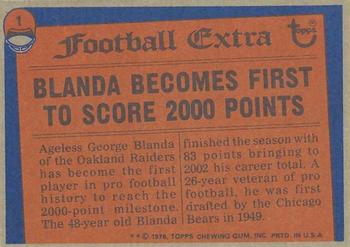 1976 Topps #1 George Blanda Back