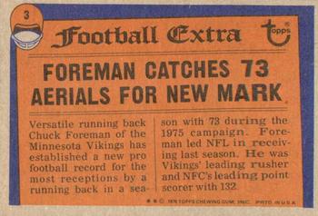 1976 Topps #3 Chuck Foreman Back
