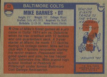 1976 Topps #53 Mike Barnes Back