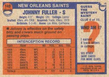 1976 Topps #149 Johnny Fuller Back
