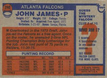 1976 Topps #240 John James Back