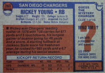 1976 Topps #263 Rickey Young Back