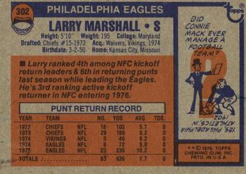 1976 Topps #302 Larry Marshall Back