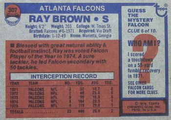 1976 Topps #307 Ray Brown Back