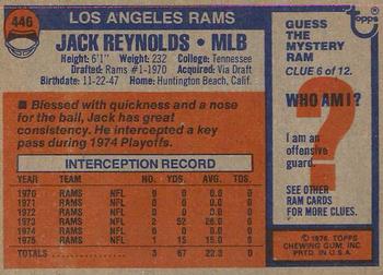 1976 Topps #446 Jack Reynolds Back