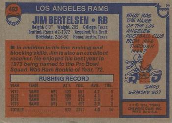 1976 Topps #493 Jim Bertelsen Back