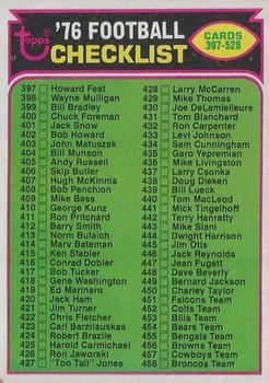 1976 Topps #507 Checklist: 397-528 Front