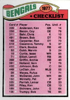 1977 Topps #205 Bengals Checklist/Leaders Front