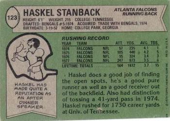 1978 Topps #123 Haskel Stanback Back