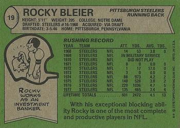 1978 Topps #19 Rocky Bleier Back