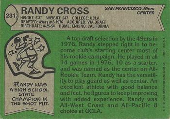 1978 Topps #231 Randy Cross Back