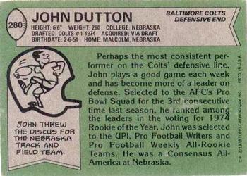 1978 Topps #280 John Dutton Back