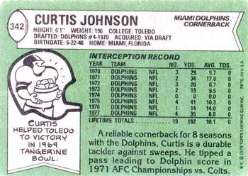 1978 Topps #342 Curtis Johnson Back