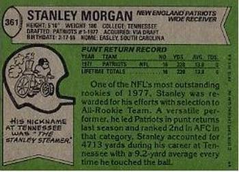 1978 Topps #361 Stanley Morgan Back