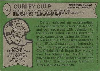 1978 Topps #67 Curley Culp Back