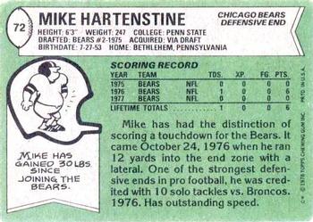 1978 Topps #72 Mike Hartenstine Back
