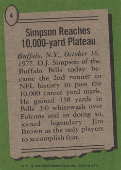 1978 Topps #4 O.J. Simpson Back