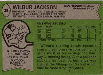 1978 Topps #38 Wilbur Jackson Back