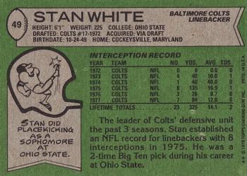1978 Topps #49 Stan White Back
