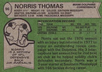 1978 Topps #96 Norris Thomas Back
