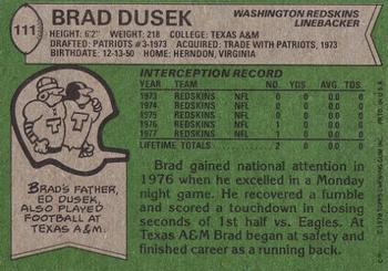 1978 Topps #111 Brad Dusek Back