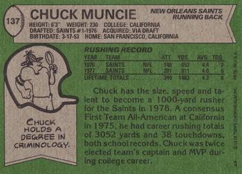 1978 Topps #137 Chuck Muncie Back