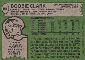 1978 Topps #156 Boobie Clark Back