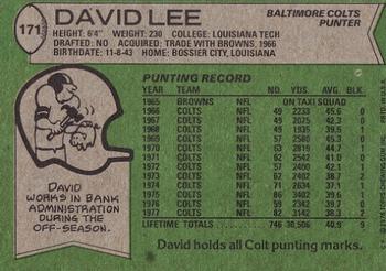 1978 Topps #171 David Lee Back