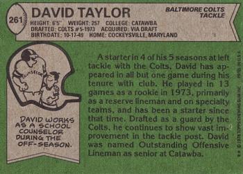1978 Topps #261 David Taylor Back