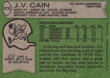 1978 Topps #272 J.V. Cain Back