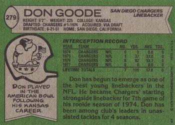 1978 Topps #279 Don Goode Back