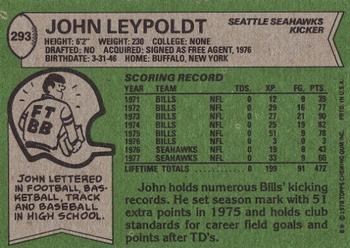 1978 Topps #293 John Leypoldt Back