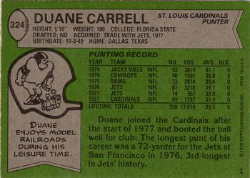 1978 Topps #324 Duane Carrell Back