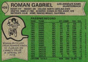 1978 Topps #409 Roman Gabriel Back