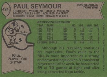 1978 Topps #424 Paul Seymour Back