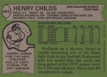 1978 Topps #463 Henry Childs Back