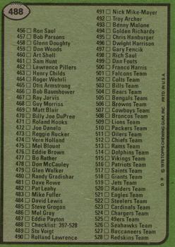 1978 Topps #488 Checklist: 397-528 Back