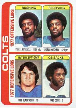 1978 Topps #502 Lydell Mitchell / Lyle Blackwood / Fred Cook Front