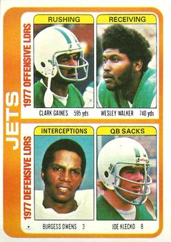 1978 Topps #519 Clark Gaines / Wesley Walker / Burgess Owens / Joe Klecko Front